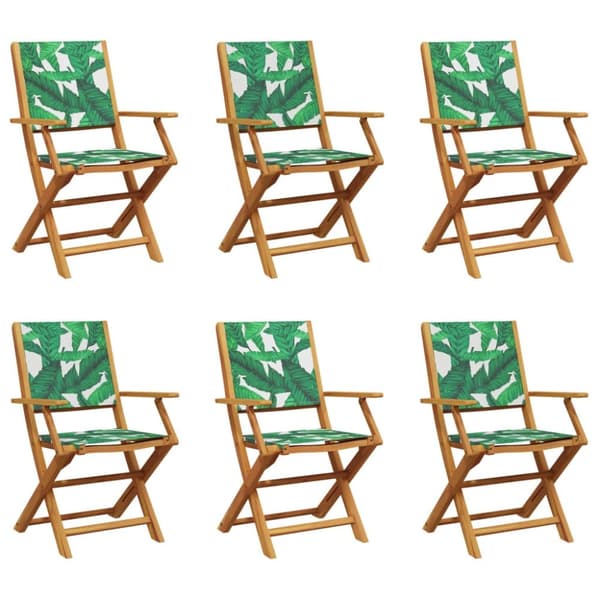 vidaXL foldbare havestole 6 stk. stof og massivt træ beige