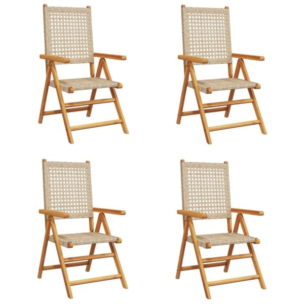 vidaXL havestole 4 stk. med lænefunktion polyrattan beige