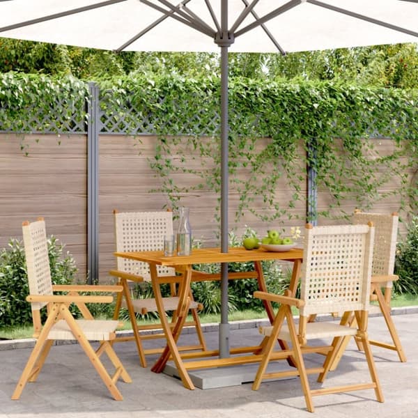 vidaXL havestole 4 stk. med lænefunktion polyrattan beige