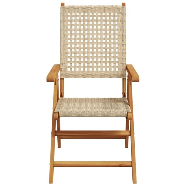 vidaXL Justerbara trädgårdsstolar 4 st beige konstrotting/massivt trä