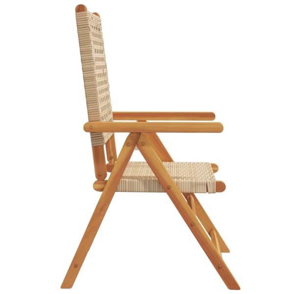 vidaXL Justerbara trädgårdsstolar 4 st beige konstrotting/massivt trä