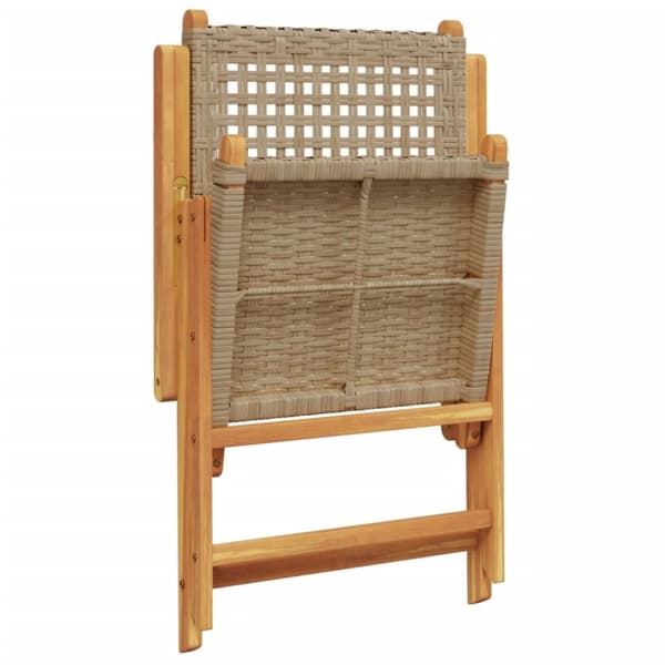 vidaXL Justerbara trädgårdsstolar 4 st beige konstrotting/massivt trä