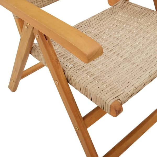 vidaXL Justerbara trädgårdsstolar 4 st beige konstrotting/massivt trä