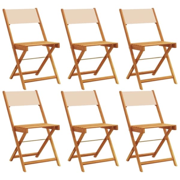 vidaXL Sammenleggbare hagestoler 6 stk beige stoff og heltre