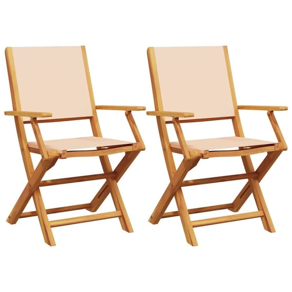 vidaXL Puutarhatuolit 2 kpl beige täysi akasiapuu ja kangas