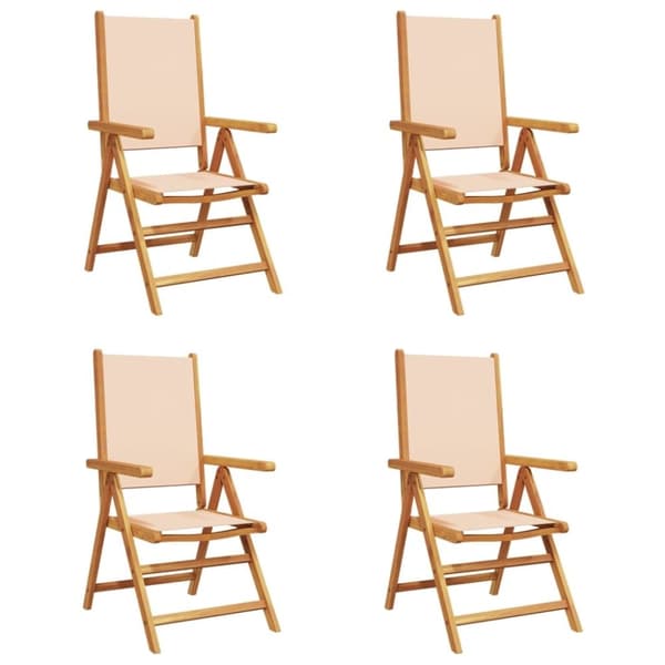 vidaXL Justerbara trädgårdsstolar 4 st beige tyg och massivt trä