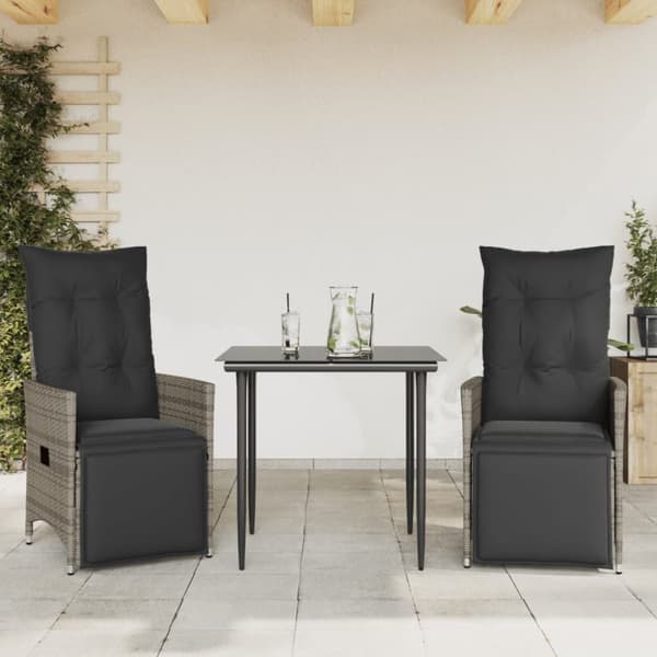 vidaXL havelænestole 2 stk. med hynder polyrattan grå