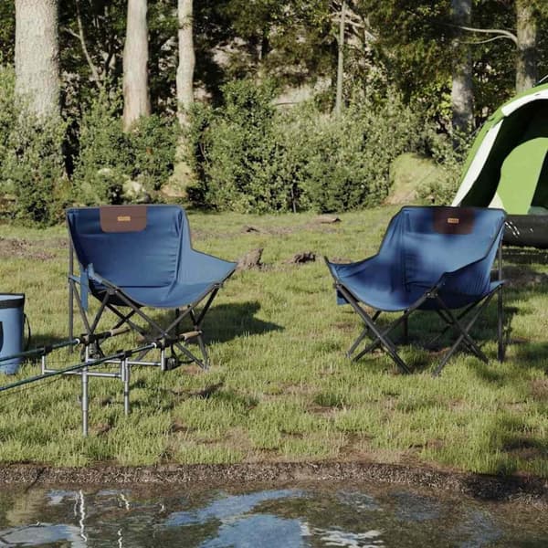 vidaXL campingstole med lommer 2 stk. foldbar blå