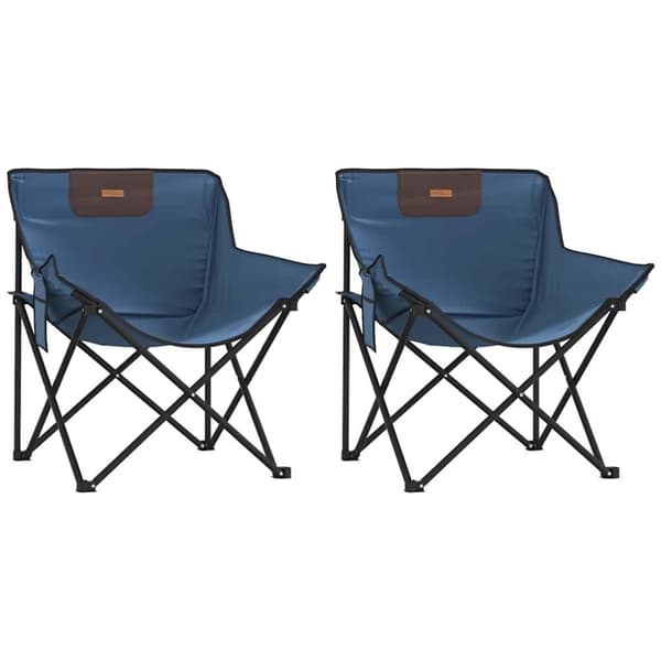 vidaXL Campingstoler med lomme 2 stk sammenleggbar blå