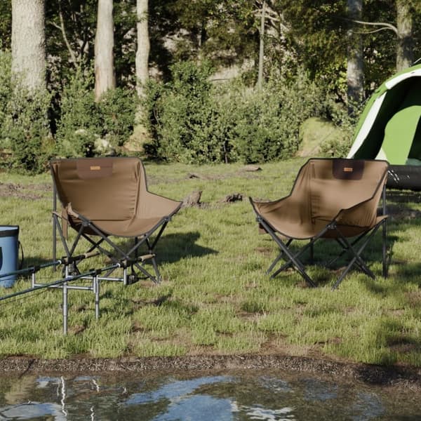 vidaXL Campingstoler med lomme 2 stk sammenleggbar brun