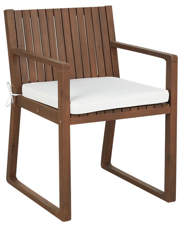 Puutarhatuoli tumma akasia puu 54 x 80 x 59 cm luonnonvalkoiset pehmusteet 8 kpl setti ulos
