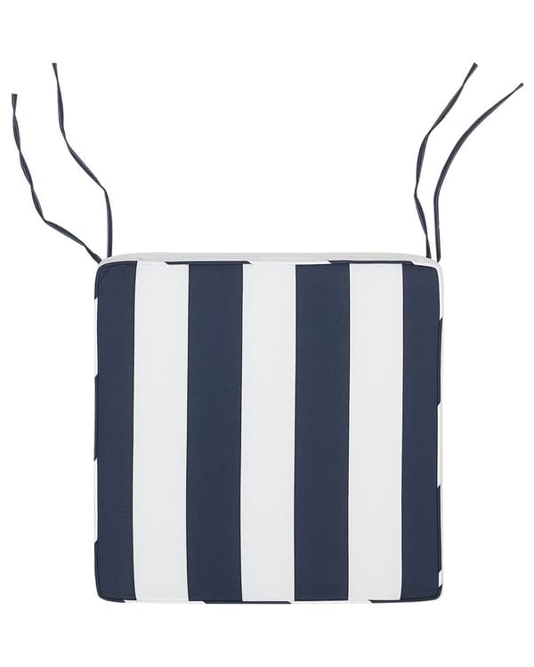 Puutarhatuoli tumma akasia puu 54 x 80 x 59 cm laivastonsininen/valkoinen pehmusteet 8 kpl setti ulos