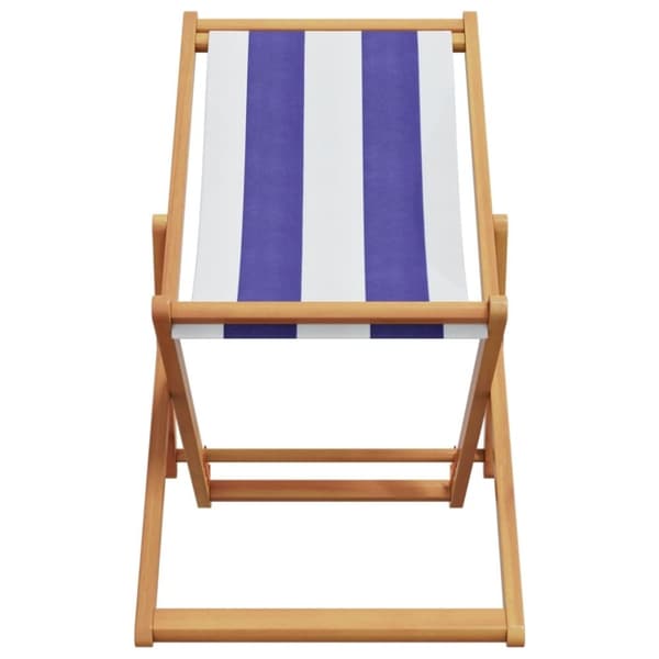 vidaXL Sammenleggbar strandstol blå og hvit heltre eukalyptus og stoff