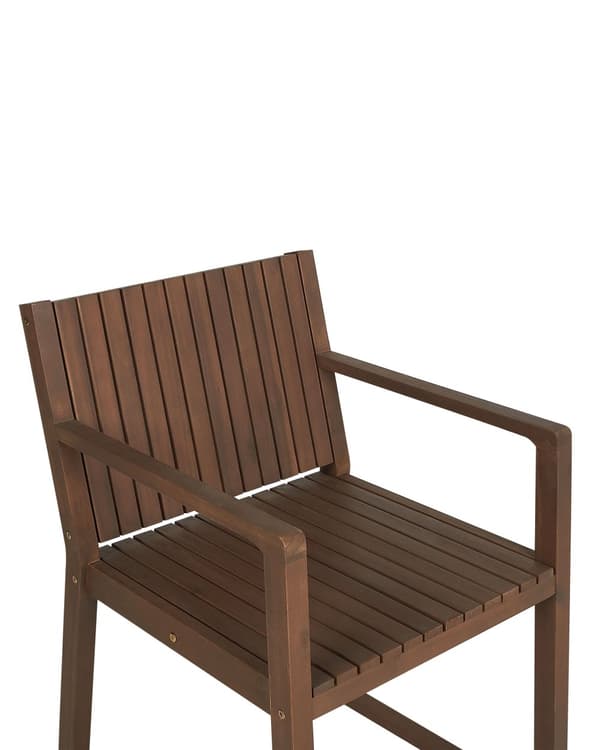 Set med 8 Trädgårdsstolar Mörkt Acaciaträ 80 x 59 cm med UV Vatten Vädertåliga Gröna Dynor Rustik Stil Trädgård Uteplats