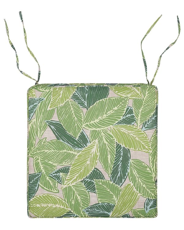 Set med 8 Trädgårdsstolar Mörkt Acaciaträ 80 x 59 cm med UV Vatten Vädertåliga Gröna Dynor Rustik Stil Trädgård Uteplats