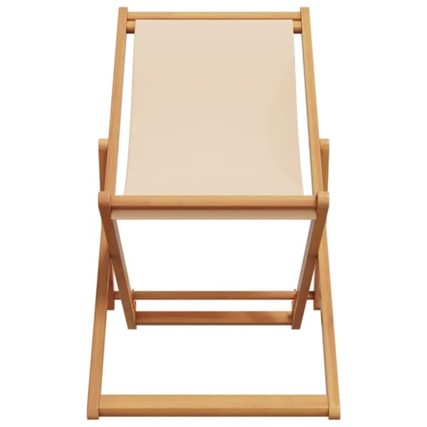 vidaXL Taitettava rantatuoli beige täysi eukalyptuspuu ja kangas