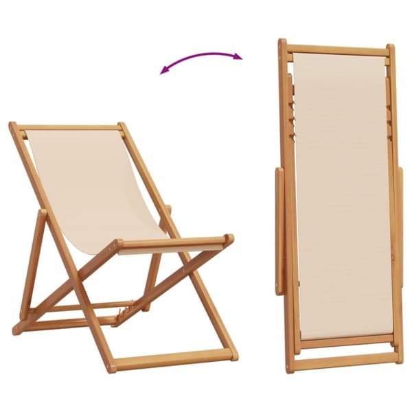vidaXL Taitettava rantatuoli beige täysi eukalyptuspuu ja kangas