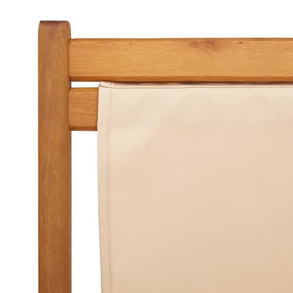 vidaXL Taitettava rantatuoli beige täysi eukalyptuspuu ja kangas