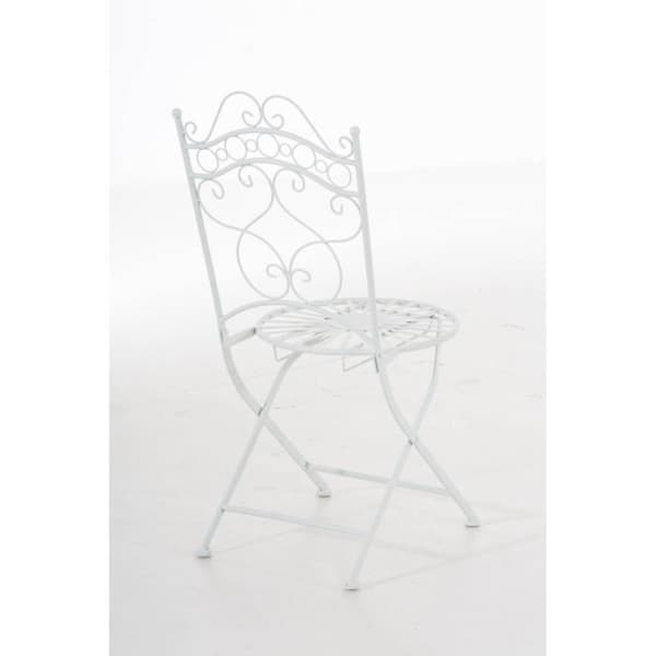Indra trädgårdsstol i smidesjärn - CLP - Vit - Fällbar - Design - 92 cm