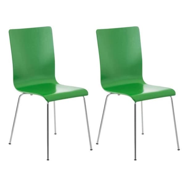 Set med 2 Pepe-stolar i massivt trä och kromad metall - CLP - Grön - Ren och bekväm design