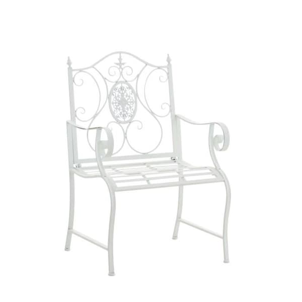 CLP 2 x Solid och tålig Punjab Iron Garden Chair med armstöd, vit