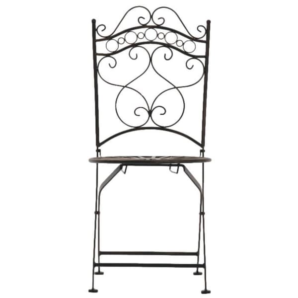Set med 2 Indra hopfällbara trädgårdsstolar i smidesjärn med sitthöjd 48 cm, brons