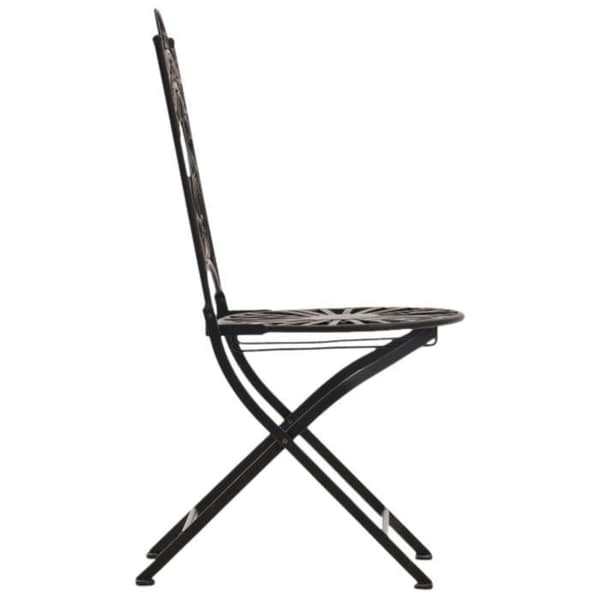 Set med 2 Indra hopfällbara trädgårdsstolar i smidesjärn med sitthöjd 48 cm, brons