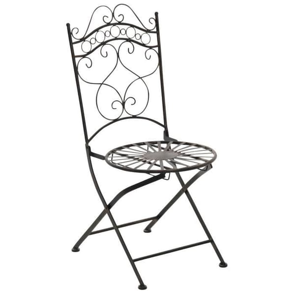 Set med 2 Indra hopfällbara trädgårdsstolar i smidesjärn med sitthöjd 48 cm, brons