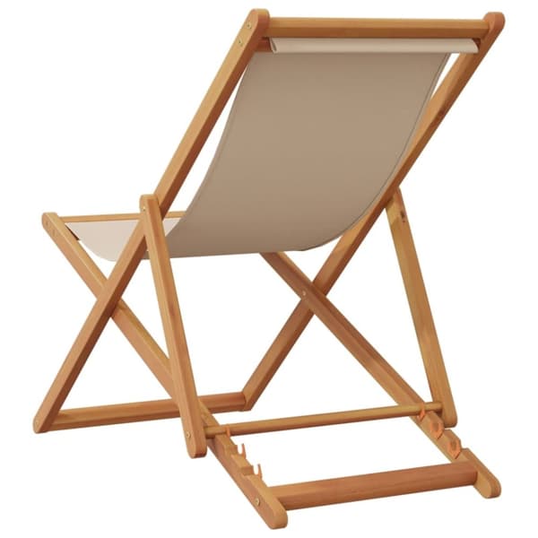 vidaXL strandstole 2 stk. foldbar stof og massivt træ beige