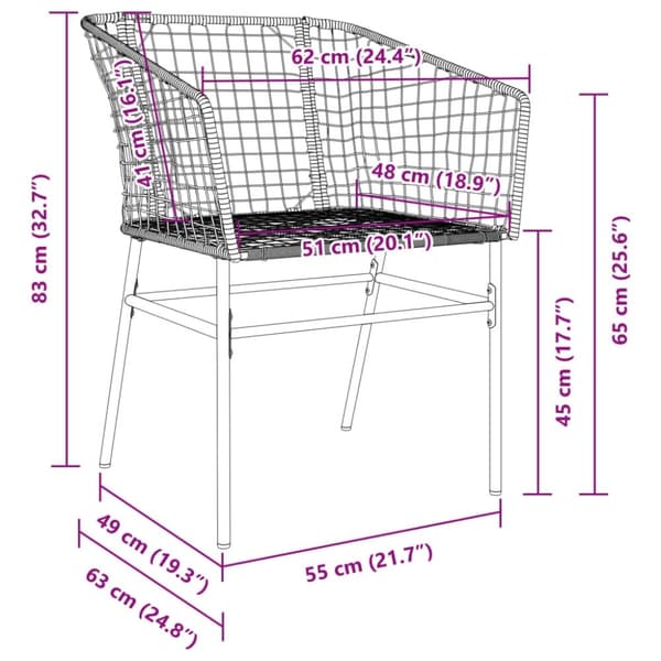 vidaXL havestole 2 stk. polyrattan sort