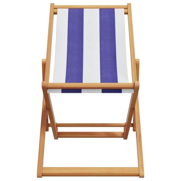 vidaXL strandstole 2 stk. foldbar stof og massivt træ blå og hvid