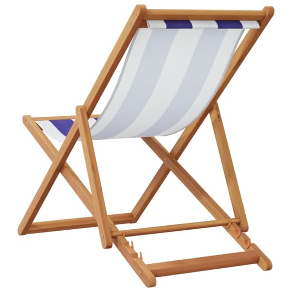 vidaXL strandstole 2 stk. foldbar stof og massivt træ blå og hvid