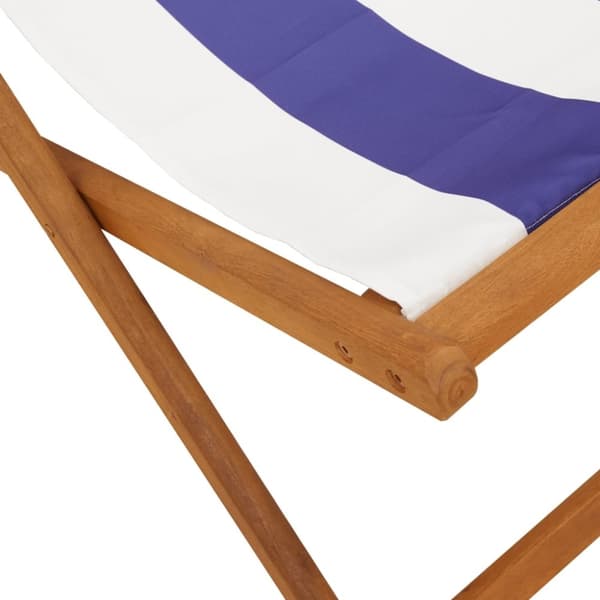 vidaXL strandstole 2 stk. foldbar stof og massivt træ blå og hvid