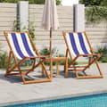 Miniatyrbillede 2 af 11: vidaXL strandstole 2 stk. foldbar stof og massivt træ blå og hvid