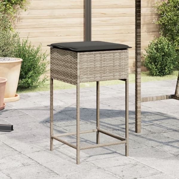vidaXL barstole til haven med hynder 2 stk. polyrattan lysegrå