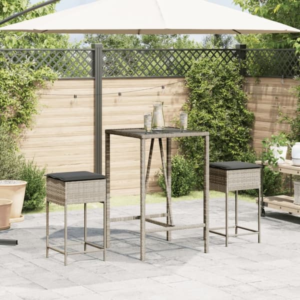 vidaXL barstole til haven med hynder 2 stk. polyrattan lysegrå