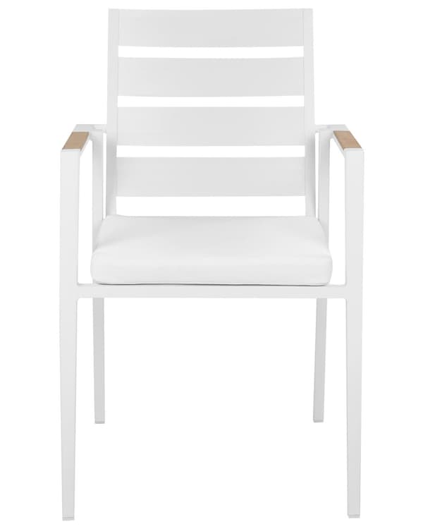 Set med 6 Trädgårdsstolar Vit Aluminium med Dynor Ryggstöd med Spjälor Design Modern