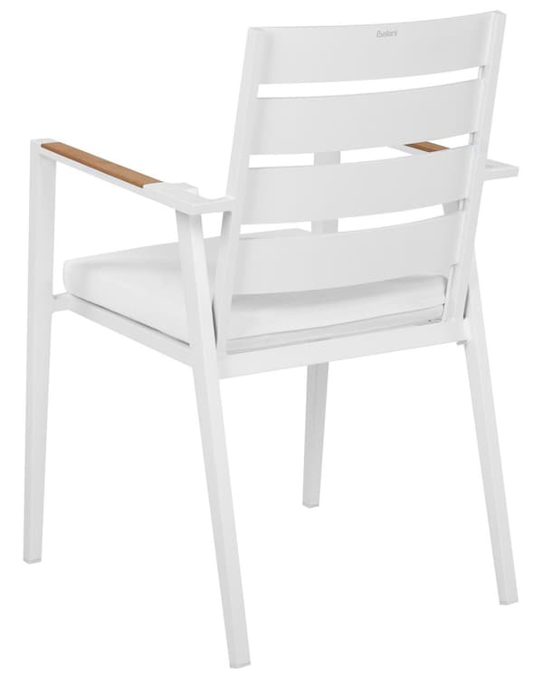 Set med 6 Trädgårdsstolar Vit Aluminium med Dynor Ryggstöd med Spjälor Design Modern