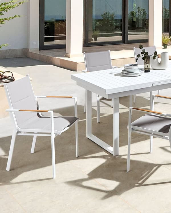Trädgårdsstolar 4 st Grå Aluminiumram Syntetiskt Material Utomhus Modern Design
