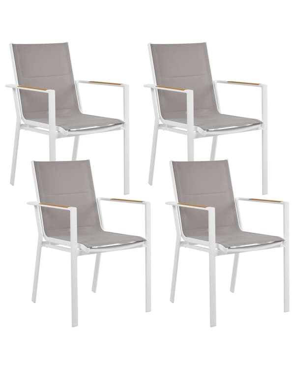 Trädgårdsstolar 4 st Grå Aluminiumram Syntetiskt Material Utomhus Modern Design