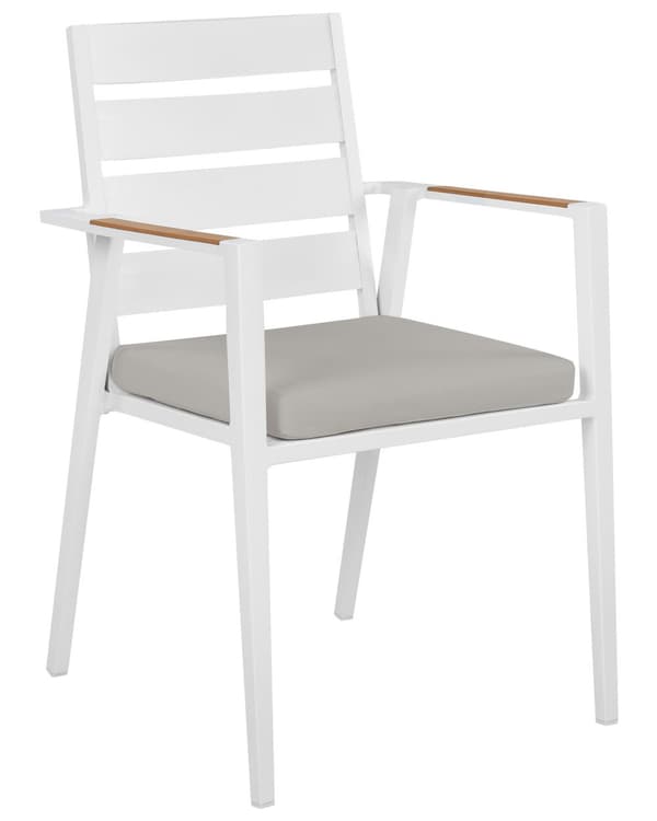 Set med 6 Trädgårdsstolar Grå Aluminium med Dynor Ryggstöd med Spjälor Design Modern