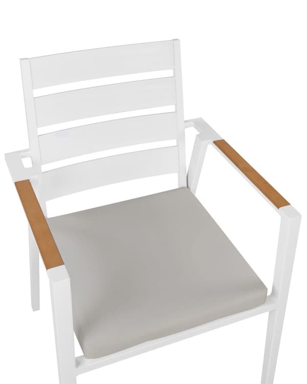 Set med 6 Trädgårdsstolar Grå Aluminium med Dynor Ryggstöd med Spjälor Design Modern