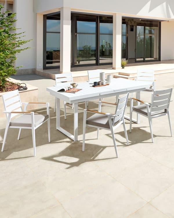Set med 6 Trädgårdsstolar Grå Aluminium med Dynor Ryggstöd med Spjälor Design Modern