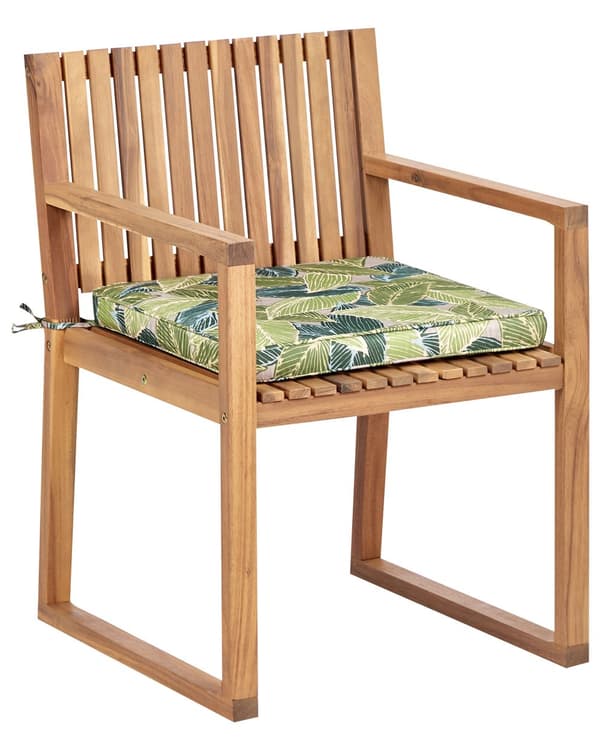 Sett med 8 Hagespisestoler Lett Sertifisert Akasietre med Grønne Puter med Bladmønster 54 x 59 x 80 cm Rustikk Stil
