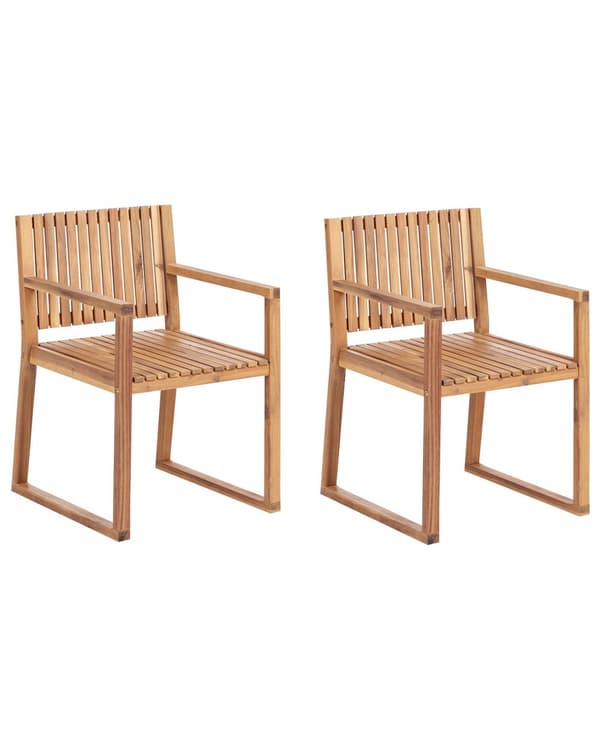 Sett med 2 Hagespisestoler Lys Sertifisert Akasietre 80 x 59 cm Rustikk Stil