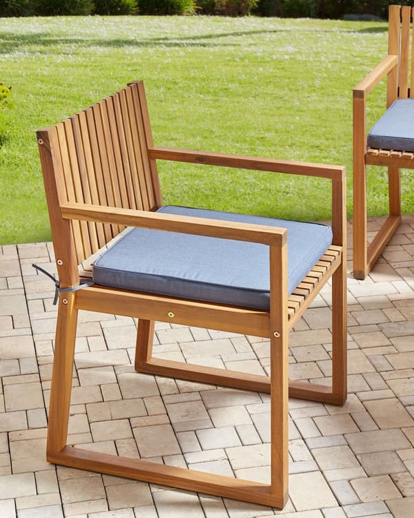 Sett med 8 Hagespisestoler Lys Sertifisert Akasietre med Blå Puter 54 x 59 x 80 cm Rustikk Stil
