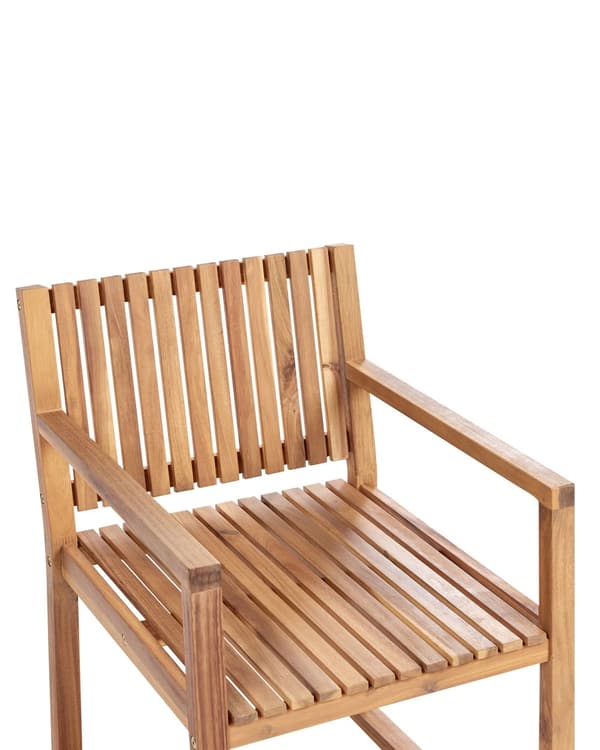 Sett med 8 Hagespisestoler Lys Sertifisert Akasietre med Blå Puter 54 x 59 x 80 cm Rustikk Stil