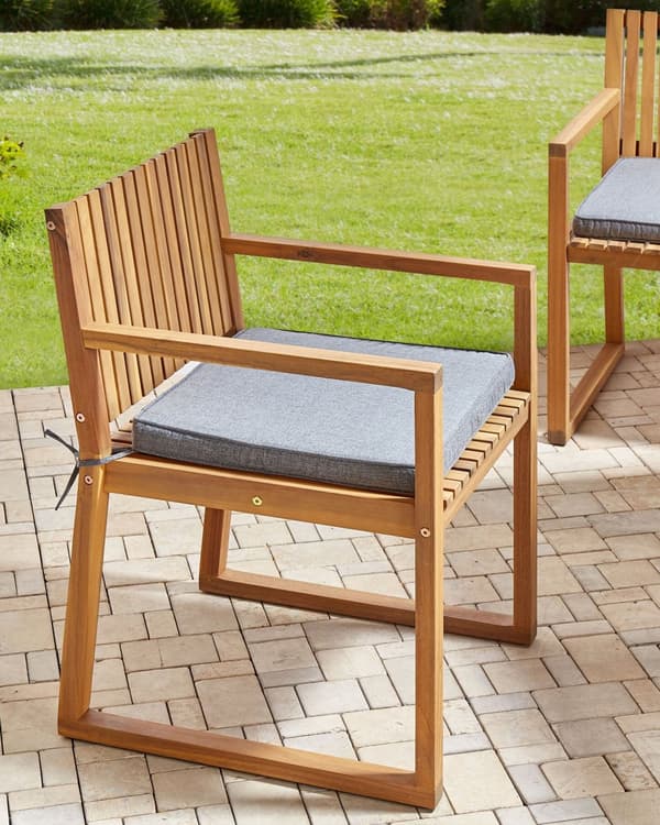 Sett med 8 Hagespisestoler Lys Sertifisert Akasietre med Grå Puter 54 x 59 x 80 cm Rustikk Stil