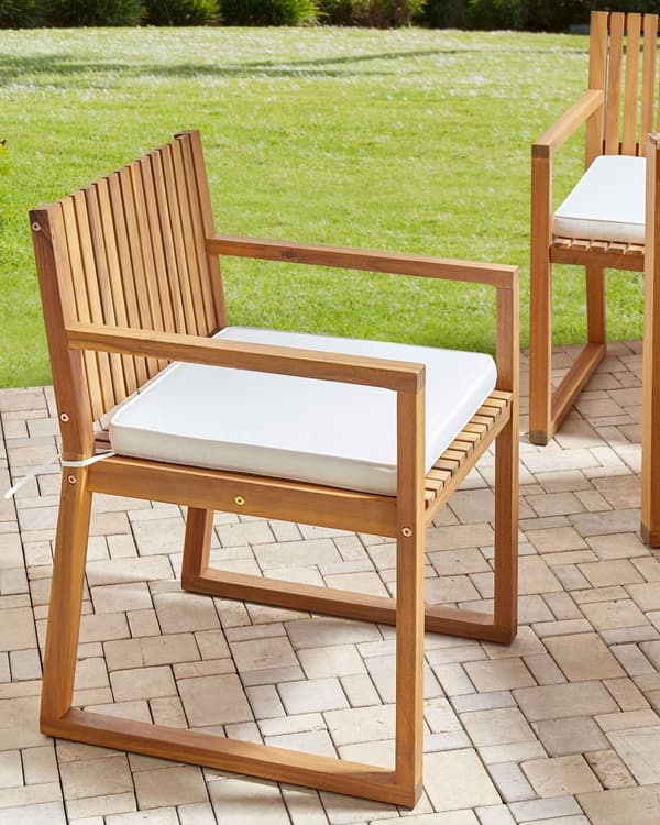 Sett med 8 Hagespisestoler Lys Sertifisert Akasietre med Off-White Puter 54 x 59 x 80 cm Rustikk Stil