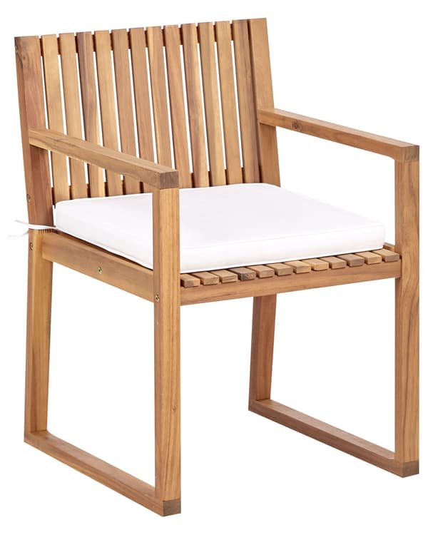 Sett med 8 Hagespisestoler Lys Sertifisert Akasietre med Off-White Puter 54 x 59 x 80 cm Rustikk Stil